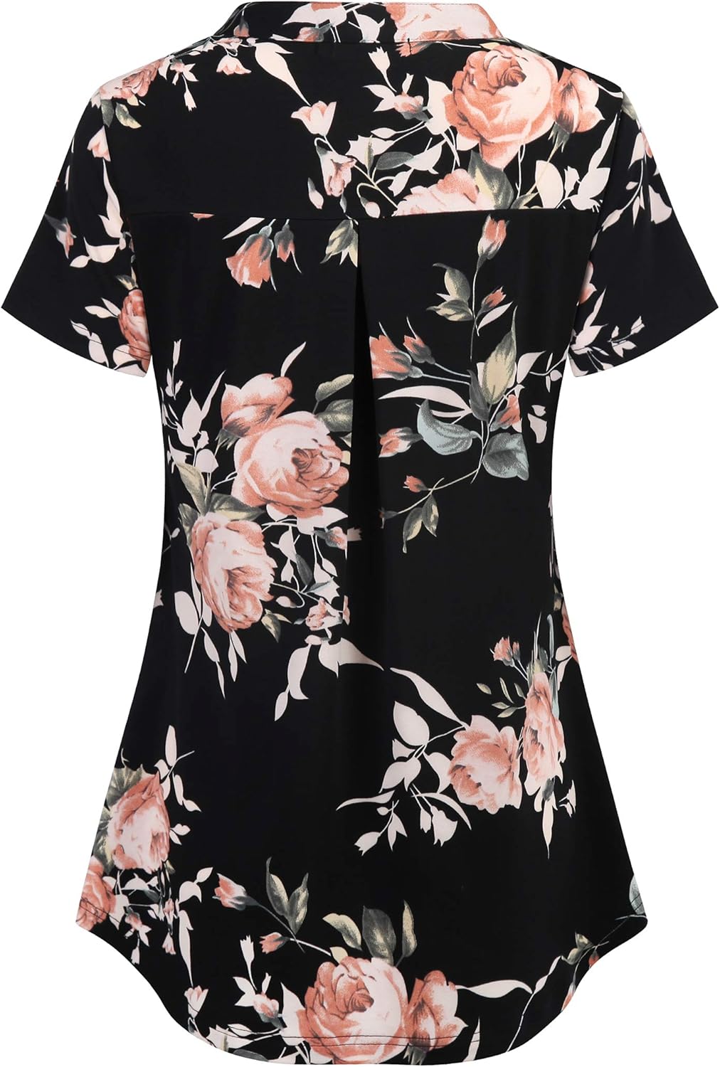 Ninedaily Women's Summer Tops Short Sleeve Casual Blouse Zip Floral Tunic Shirts: Clothing