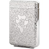 ONEONTA Minimalist Metal Case - Vintage Holder - Front Pocket Carrying Case - Premium Storage Box for Men and Women, Holds 12, up to 84mm, Sliver