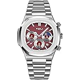 OXFANITE Men's Fashion Watch Stainless Steel Business Quartz Watches Luxury Waterproof Luminous Analog Display with Date Chronograph Multifunctional Watch