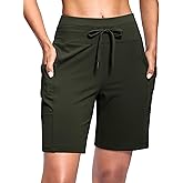 Women's 7" Athletic Hiking Long Shorts with Side Pockets High Waisted Stretchy Bermuda Shorts for Women Workout Casual