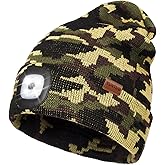 YunTuo LED Beanie with The Light, Unisex USB Rechargeable Headlamp Winter Knitted Cap Gifts for Men Dad Husband Him