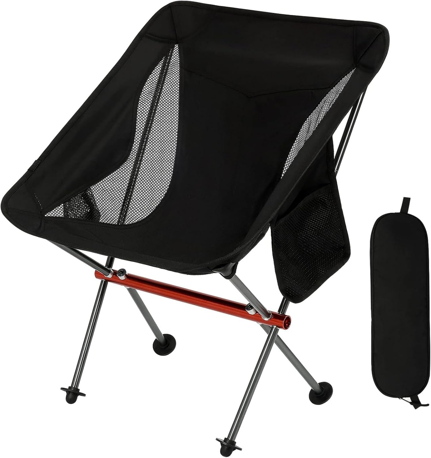 YWHWXB Portable Camping Chair,Compact Ultralight High Back Moon Chairs with Carry Bag for Hiking,Festival,Travel,Beach,Fishing,Backpacking (Black-Style 1)