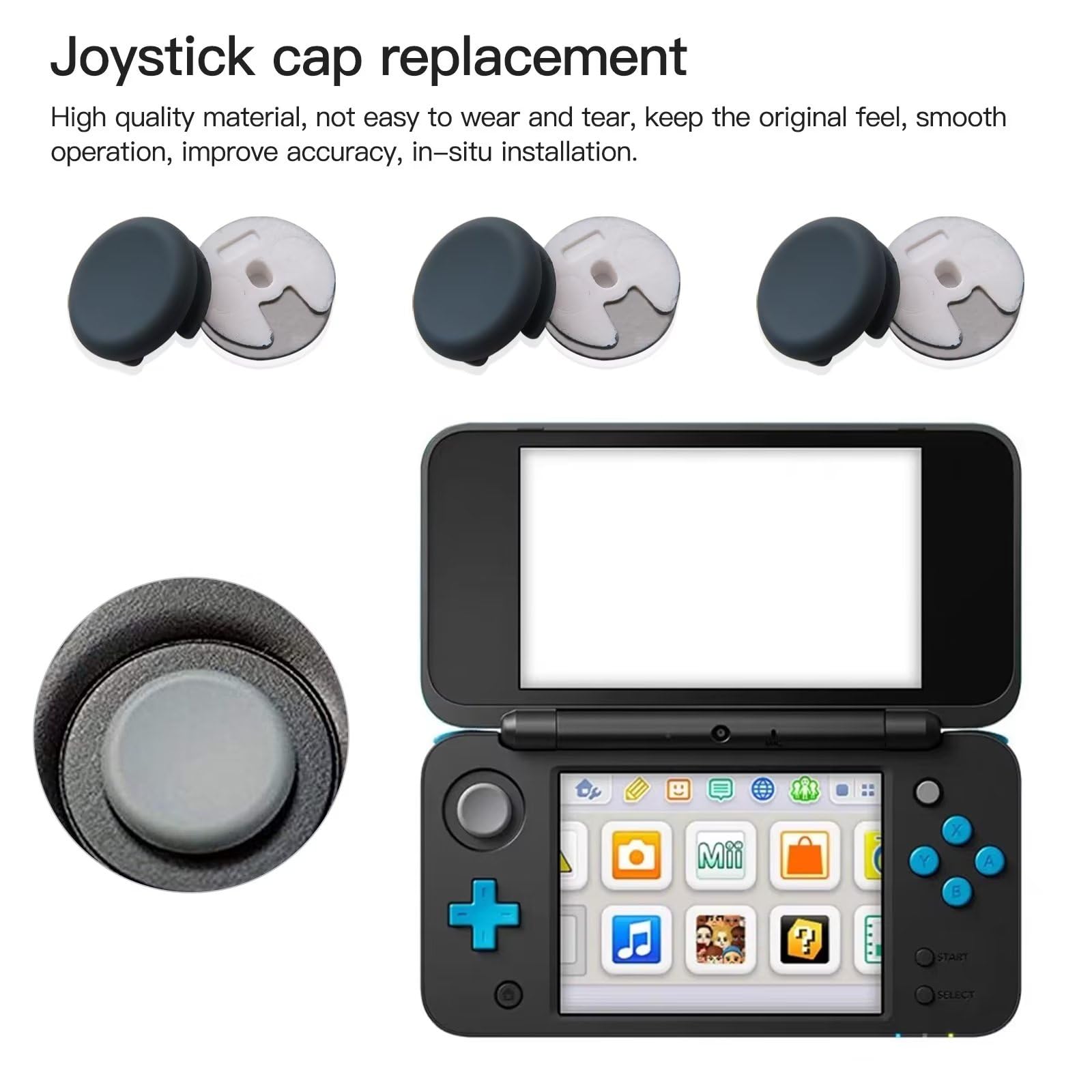 XSPANDER 6-Pack Analog Joystick Cap Thumb Stick Grip Cover Circle Pad Button Replacement Repair Part for Nintendo 3DS, 3DS XL, New 2DS, 2DS XL, 2DS, 3DS