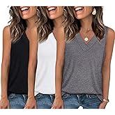EyMuse 3 Pack Women's V Neck Tank Tops Summer Casual Sleeveless Basic Tee Shirts 2026 Fashion Beach Vacation Clothes