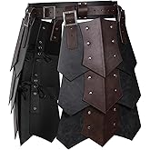 HiiFeuer Medieval Faux Leather Wide Belt Thigh Armor, Retro Double Sides Waist Armor, Mercenary & Knights Skirt for LARP