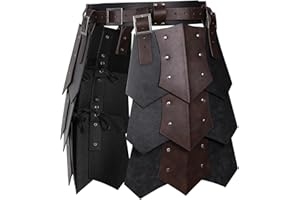 HiiFeuer Medieval Faux Leather Wide Belt Thigh Armor, Retro Double Sides Waist Armor, Mercenary & Knights Skirt for LARP