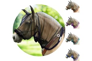 HORSEHOODIES Full Horse Fly Mask with Ears - Black Nose-to-Wither Fly Masks for Horses with Ears Full Hoodie Horse Mask with Ear Protection Soft Mesh Face Protection Adjustable Comfort Fastener