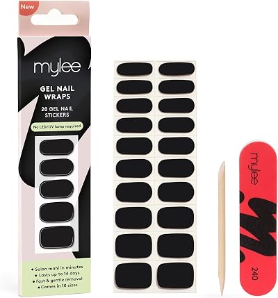 MYLEE Witching Hour Gel Nail Wraps 20 Pre-Cured Stickers Black