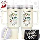 LiqCool Plant Gifts, 40 Oz Need These Plants Tumbler with Handle, Plant Lover Gifts for Plant Lady Mom Daughte Sister Friends, Cool Unique Funny Cute Plant Gifts for Christmas Brithday(Cream)