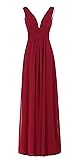 BISLU Sexy V-Neck Ruched Waist Long Prom Evening