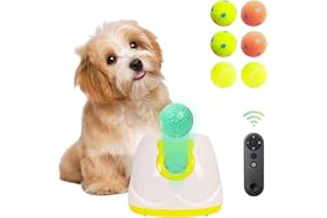 MKSY Dog Ball Throwing Machine for Small to Medium Sized Dogs, Dog Interactive Toy Pet Ball Launcher with Balls (Yellow with Remote Contro)