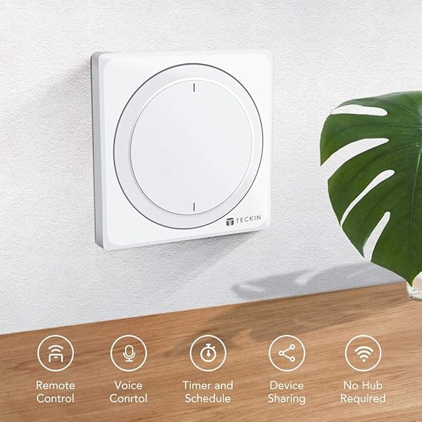 TECKIN Interruptores Inteligentes de pared compatibles con Alexa Google Home Interruptores WiFi Inteligentes con control remoto y de voz Ajuste del Temporizador No Se Sequiere Hub