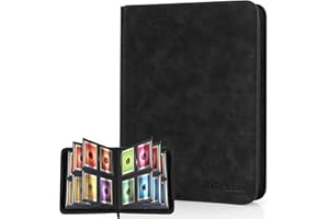 MewVeer Top Loader Card Binder, Holds 112 Top Loaders Storage, 4 Pockets with Sleeves, Trading Card Binders for Sports Cards,