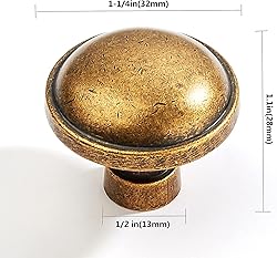 khtumeware 2 Pack 1-1/4 Inch Antique Brass Cabinet
