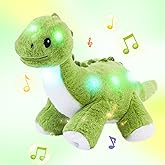 Glow Guards 16'' Light up Dinosaur Stuffed Animal,LED Soft Dinosaur Plush Toy with Magic Night Lights&Lullaby,Birthday Children's Day for Toddler Kids (Green, Music)