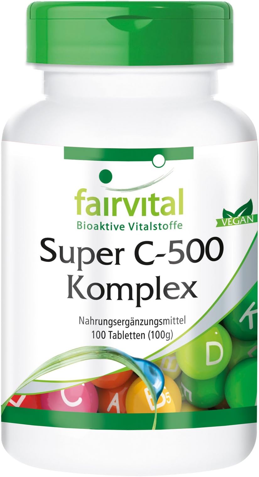 Super C-500 Complex - for 3 Months - Vegan - HIGH Dosage - 100 Tablets - HIGH Dosage - Vitamin C with bioflavonoids