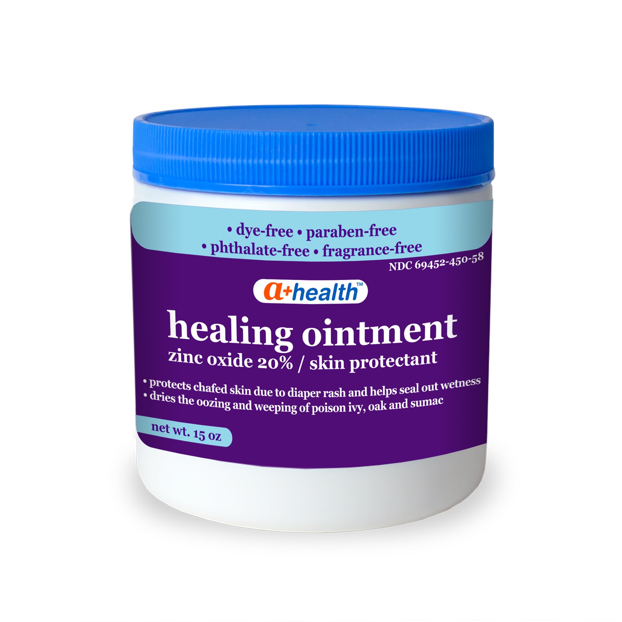 Zinc Oxide 20% Healing Ointment Skin Protectant Barrier 15 Oz Jar Provides Relief and Treatment of Diaper Rash, Chafed Skin, Poison Ivy, Oak, Sumac for Adults and Babies