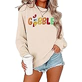 BINLANHANAT Thanksgiving Sweatshirt Women Gobble Turkey Graphic Embroidered Pullover Chenille Patch Long Sleeve Fall Top