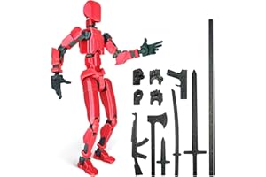Guwewu Robot Action Figure, 3D Printed with Full Articulation for Stop Motion Animation (Red)