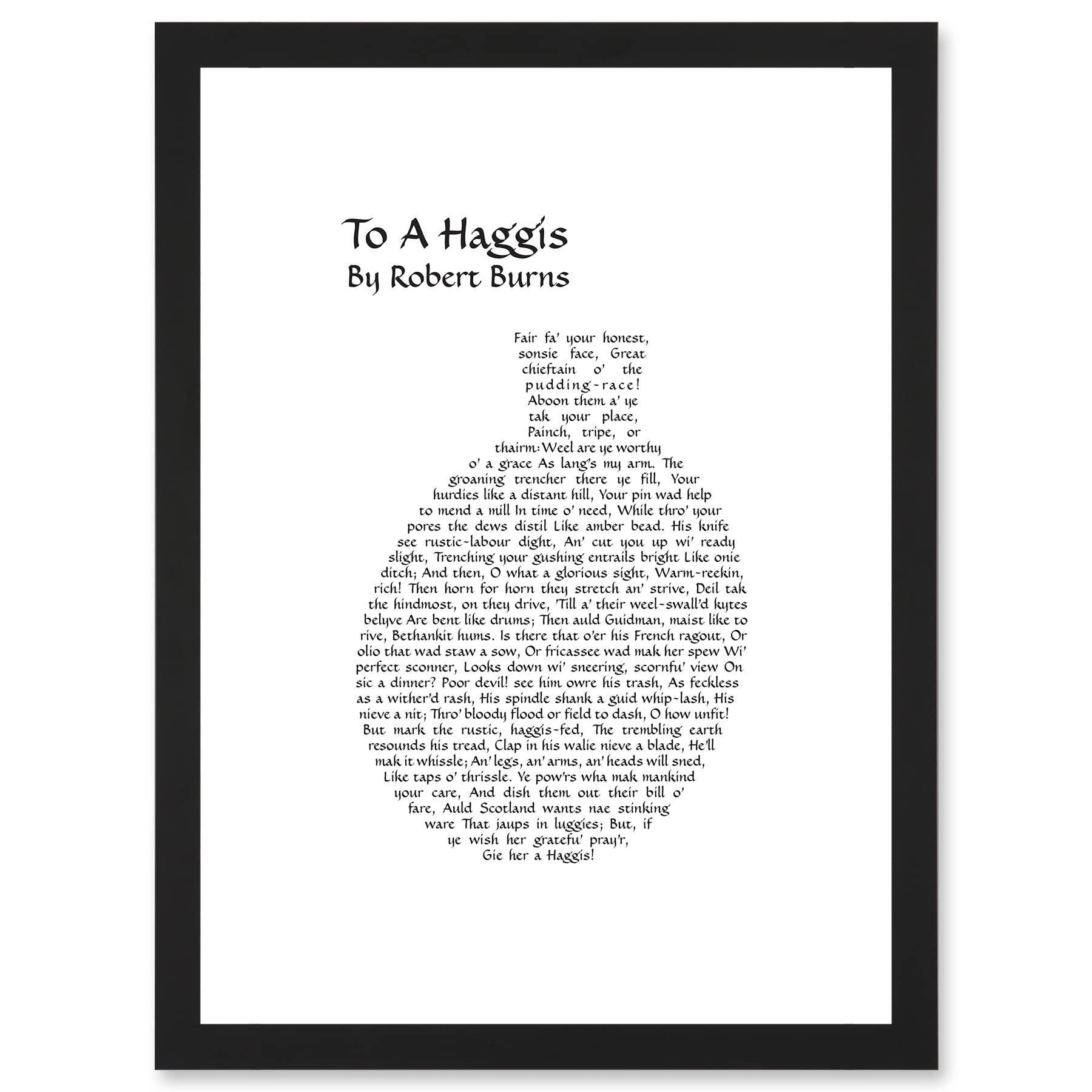 Artery8 Quote Scottish Poem Robert Burns Address To A Haggis Typograph Artwork Framed Wall Art Print A4