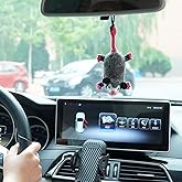 BEMKWG Cute Opossum Crochet Car Mirror Hanging Accessories Decor, for Your Women Men Aesthetic Car Rearview Interior Charms Decorations, Screaming Possum ​Rear View Mirror Pendant Ornament （Black）
