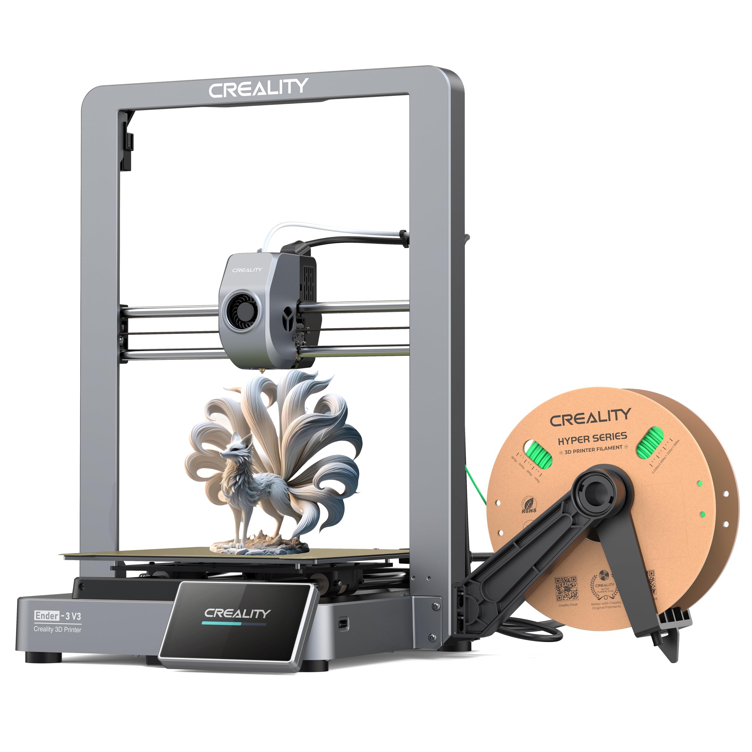 Photo 1 of Creality Ender 3 V3 Speedy 600mm/s CoreXZ 3D Printer with Touchscreen, Clog-Free Dual-Gear Direct Extruder, Auto Leveling, Smart Self-Check, Input Shaping with G-Sensor, Full Metal Design