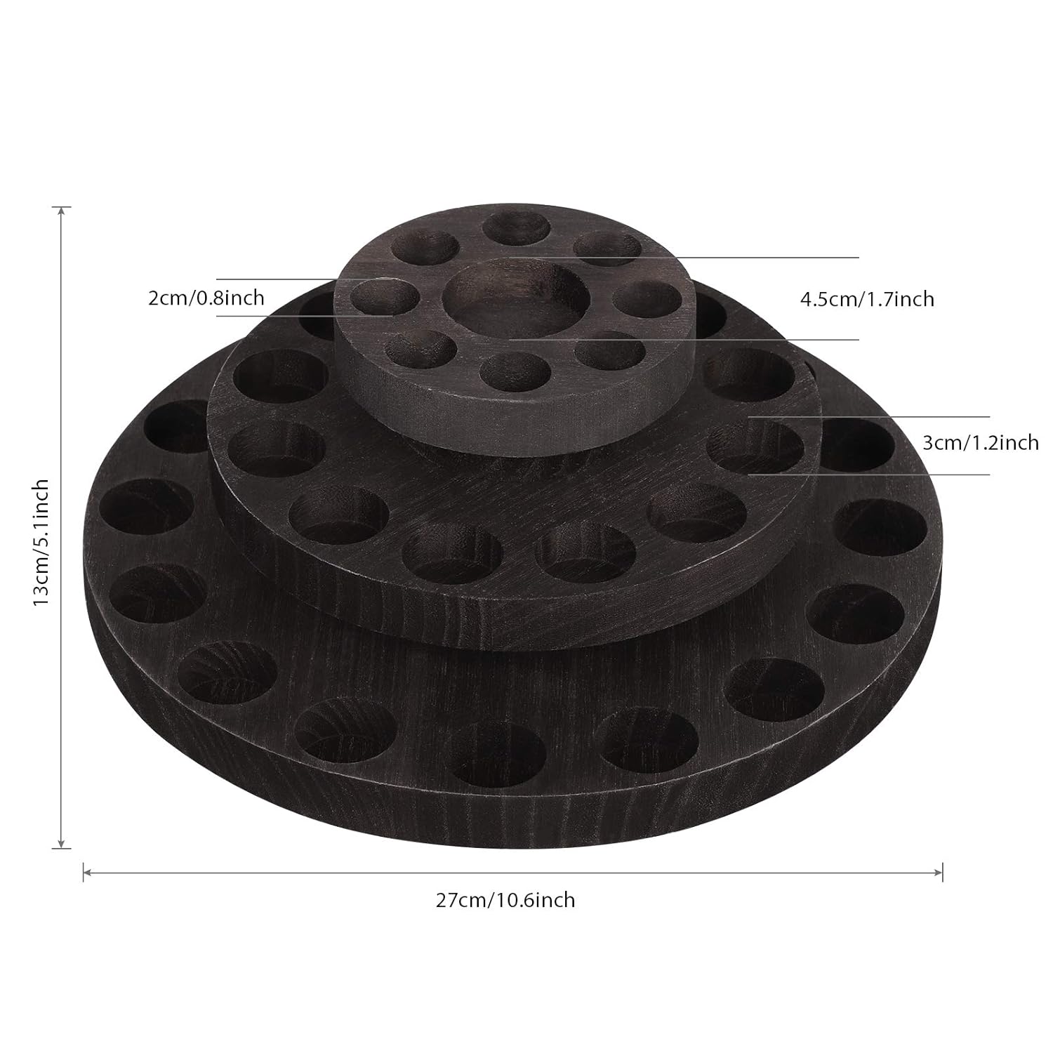 MOOACE 3 Tier Rotating Essential Oil Storage Box Hold 5/10/15/20/30ml Bottles, Wood Essential Oil Organizer Display, Dark Brown: Beauty
