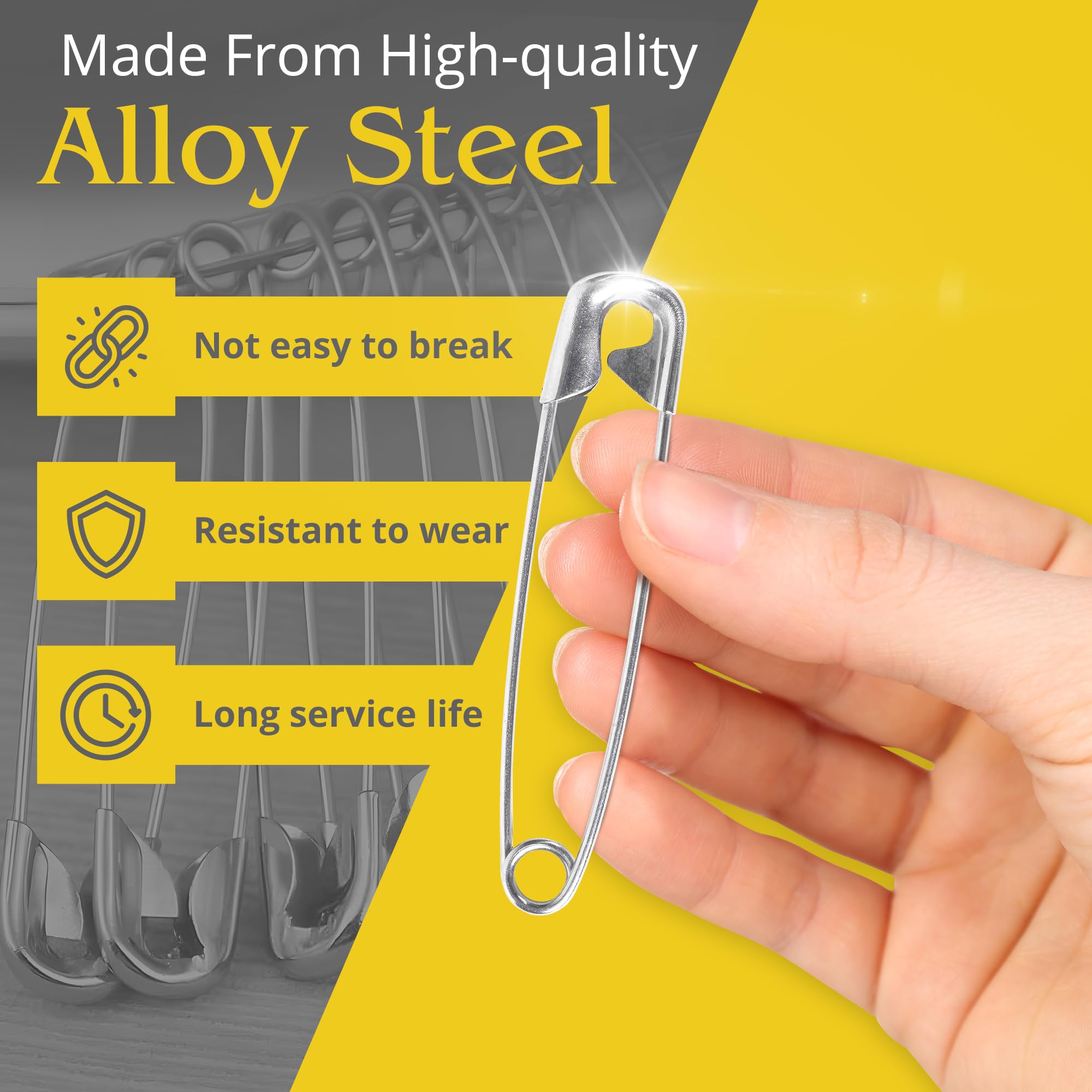 30 Pack Extra Large Safety Pins 3 Inch - Safety Pins for Sewing, Durable Stainless Steel Design for Secure Hold, Rust Resistant and Long-Lasting, Good for Quilting, Decorating, and DIY-Crafts
