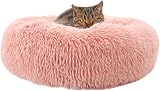 Enjamoy Plush Donut Dog Bed Calming Round Bed Pink 50cm