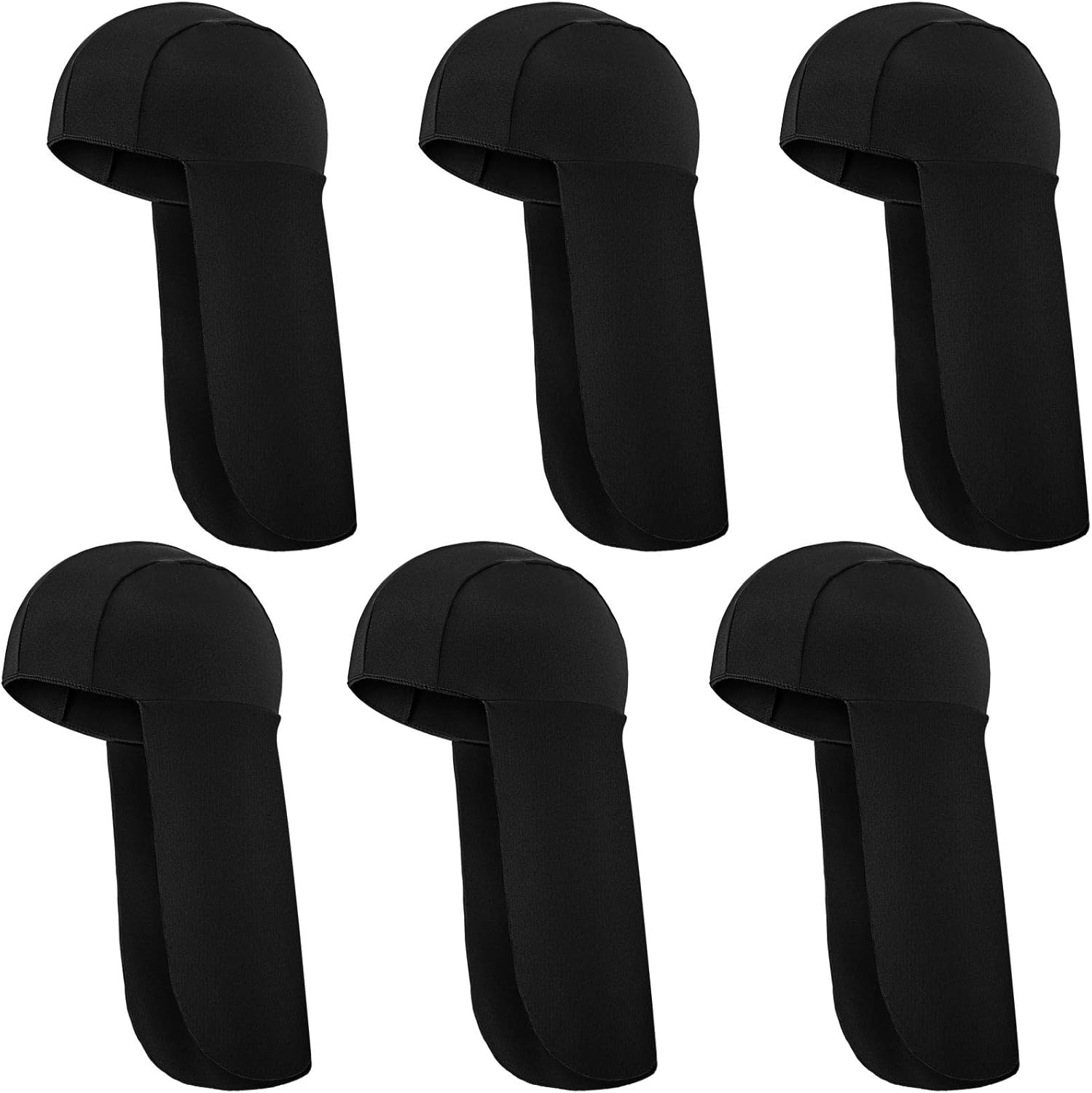 6 Pieces Elastic Resistant Hard Hat Neck Shade Elastic UV Protection Sun Shade Hat Neck Shield Neck Protector to Cover Neck for Fishing, Riding (Black) - - 