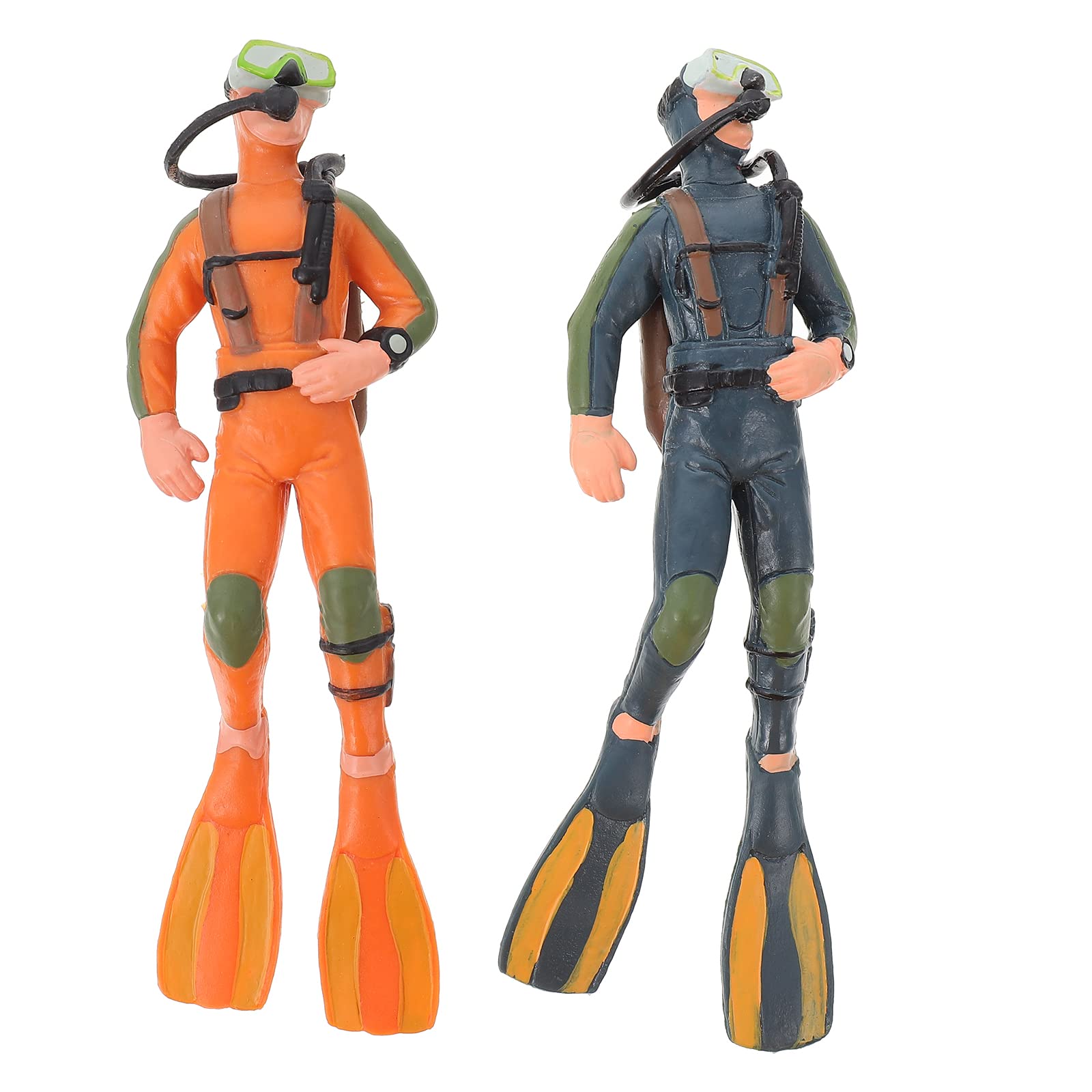 Diver with Hose Action Figure: 2Pcs Mini Scuba Diver Figurine Miniature Swimmers Toy Diver Landscape Ornaments for Fish Tank Aquarium