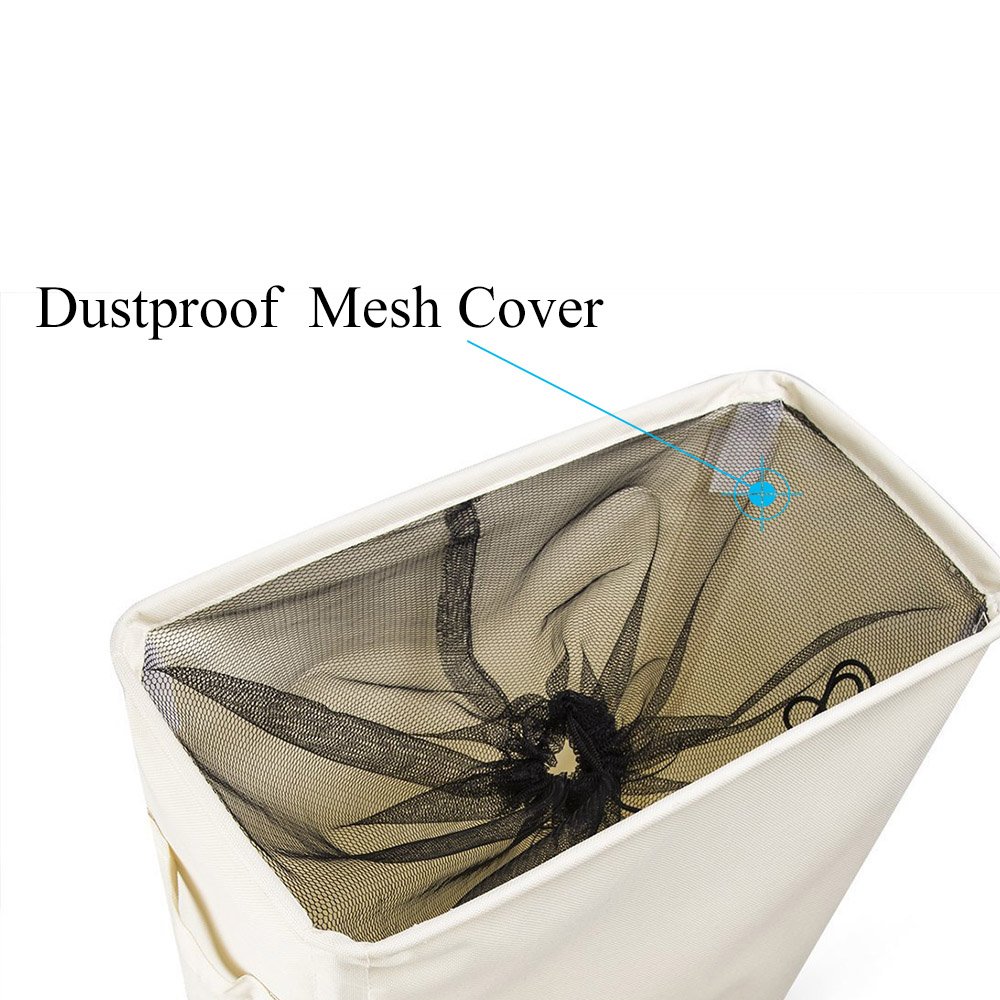 XIFIRY Slim Rolling Laundry Hamper Collapsible Thin dirty Laundry Basket Foldable Dirty Clothes Sorter and Organizer with wheels (Beige)