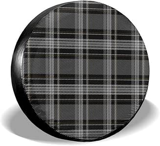 Cubierta de neumático de repuesto, color gris, negro, patrón de cuadros