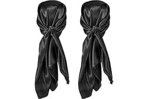 SATINIOR 35 Inch Silky Head Scarf 2 Pcs Large Square Neck Scarf Sleeping Hair Wrapping Satin Bandana for Women