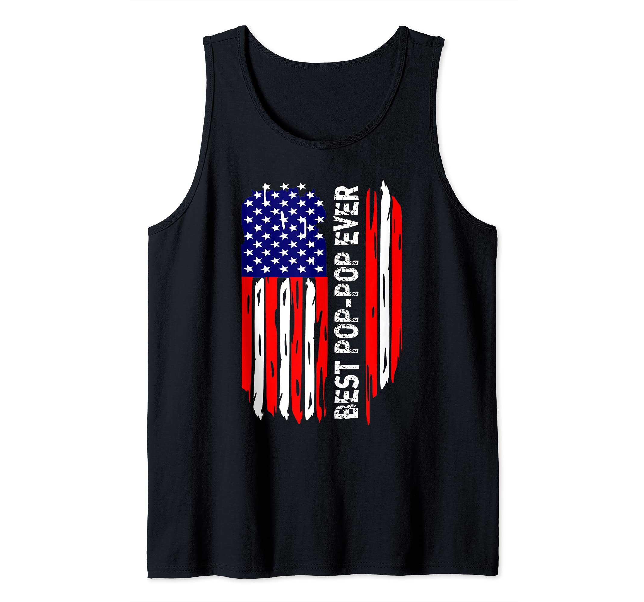 Mens Vintage Best Pop-Pop Ever US American Flag Patriotic Fathers Tank Top