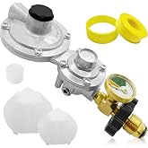 Propane Tank Adapter 2 Stage Propane Regulator with Gauge &amp; POL,Rv Propane Regulator 3/8" NPT for 20&ndash;100lb Tank,Propane Tank Regulator for Grill,Heater, Camper,Generator,Trailer,ASME &amp; LP Tanks Etc.