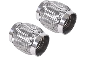 FGJQEFG 2PCS Exhaust Flex Pipe Stainless Steel Double Braid Long Heavy Duty 2.5''Inch x 4''Inch w/Ends 4'' inch Long