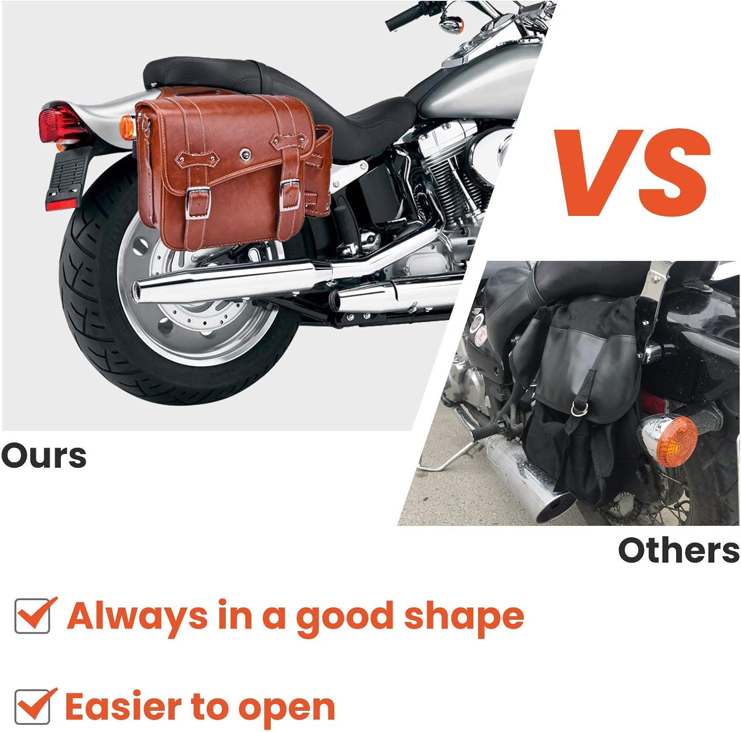 Leather Motorcycles Bag Throw Over Saddle Bag with Cup Pocket for Sportster Softail Dyna Road King V-star Shadow, Vulcan, Brown PU Material: Automotive