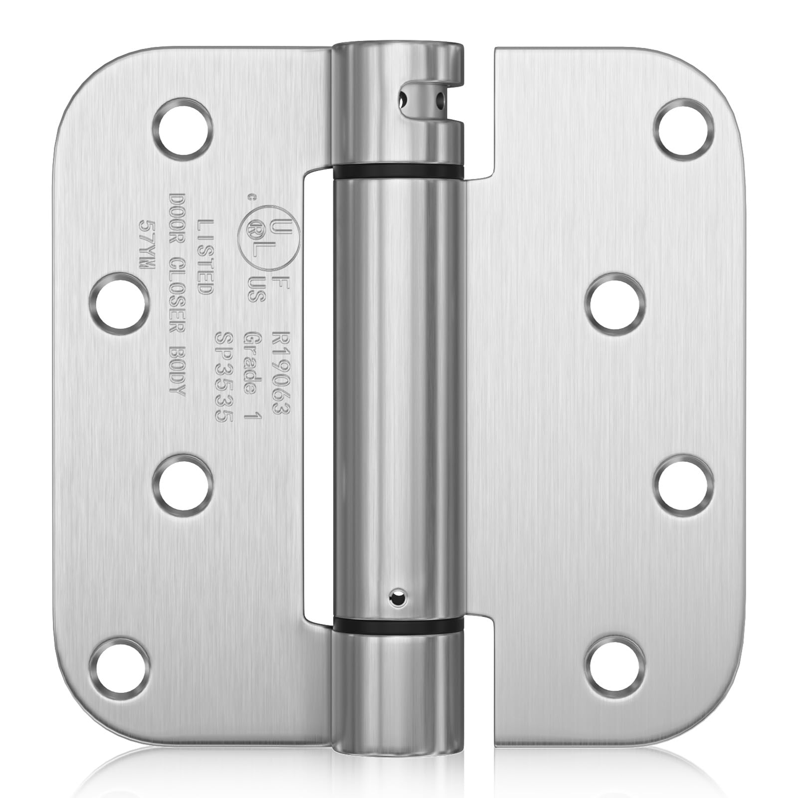 Photo 1 of Haidms 3 Pack Self Closing Door Hinges 4 Inch Brushed Nickel Spring Hinge with 5/8'' Radius Corner Adjustable Tension Spring Loaded Hinges for Heavy Duty Exterior Door