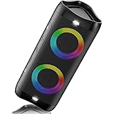 DONOW Portable Bluetooth Speaker with Lights, 30W Stereo Sound, Bass Boost, IPX5 Waterproof, 20H Playtime, Built-in Mic, Speakers Bluetooth Wireless for Home, Party, Outdoor, Travel(Black)
