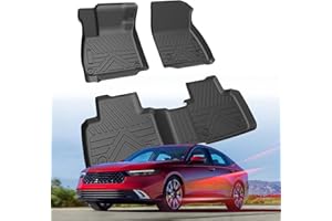 Runine Carbon Fiber Floor Mats for Honda Accord 2018 2019 2020 2021 2022(Include Hybrid Models), All Weather Protection TPE Car Mats Custom Car Liners Accessories, Front & 2nd Row Floor Liners Set