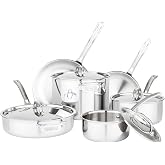 Viking Culinary 3-Ply Stainless Steel Cookware Set with Metal Lids, 10 Piece, Dishwasher, Oven Safe, Works on All Cooktops including Induction