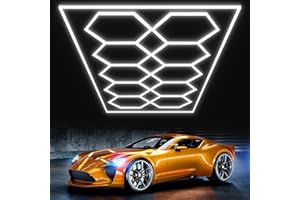 TOOWELL Hexagon Garage Lights, 10 Grid Hexagon Led Garage Light with Rectangle Frame, 504W 55440LM Super Bright Honeycomb Ceiling Lights for Garage, Warehouse, Car Detailing Shop, Gym