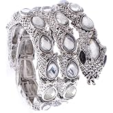 Alilang Egyptian Snake Rhinestones Stretch Cuff Wrap Bangle Bracelet
