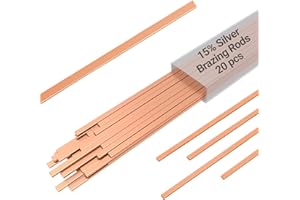 ISWANTA 15% Silver Brazing Rods AWS BCuP-5 20 Sticks Silver Solder Phos Copper Brazing Alloys Flat Welding Rods 0.050"x1/8"x10" for Air Conditioning, Refrigerator, Cold Storage, and HVAC Units