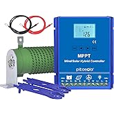 PIKASOLA 1400W Off Grid with Unloader Hybrid Wind Solar Controller Auto 12/24V Battery MPPT Charge Boost Float of max 800w Wind Turbine Generator 600w Solar Panel Home Street Light Controller