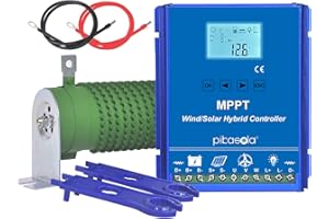 PIKASOLA 1400W Off Grid with Unloader Hybrid Wind Solar Controller Auto 12/24V Battery MPPT Charge Boost Float of max 800w Wind Turbine Generator 600w Solar Panel Home Street Light Controller