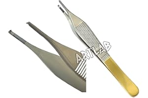 ARTLAB Premium German Stainless Tungsten Carbide TIP ADSON Forceps Tissue 1X2 Teeth ADSON Brown Forceps ADSON Dressing Forceps 4.75" Veterinary Instruments (ADSON FORCEP 1X2 Teeth)