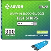AUVON Blood Glucose Test Strips, 300 Count, Value Pack, Accurate Readings | Blood Glucose Test Strips Only Compatible with AUVON DS-W Diabetes Sugar Testing Meter, Work Effectively with Small Drops