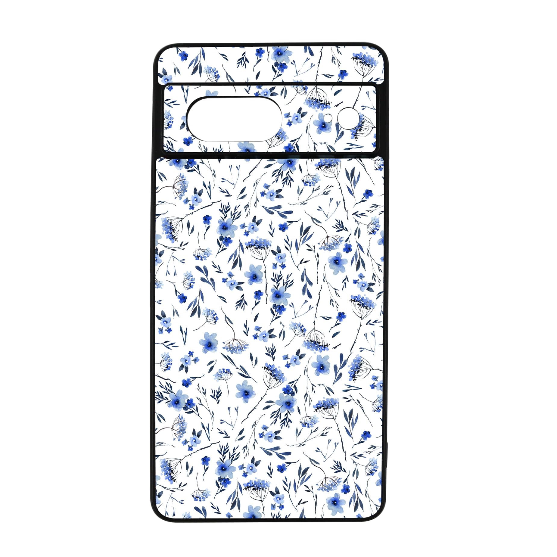 qizjio Cute Floral Phone Case for Google Pixel 7, Aesthetic Blue Flower Cover for Teen Girls Women Kids